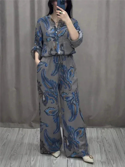 Single-Breasted Blouse and Trouser Set