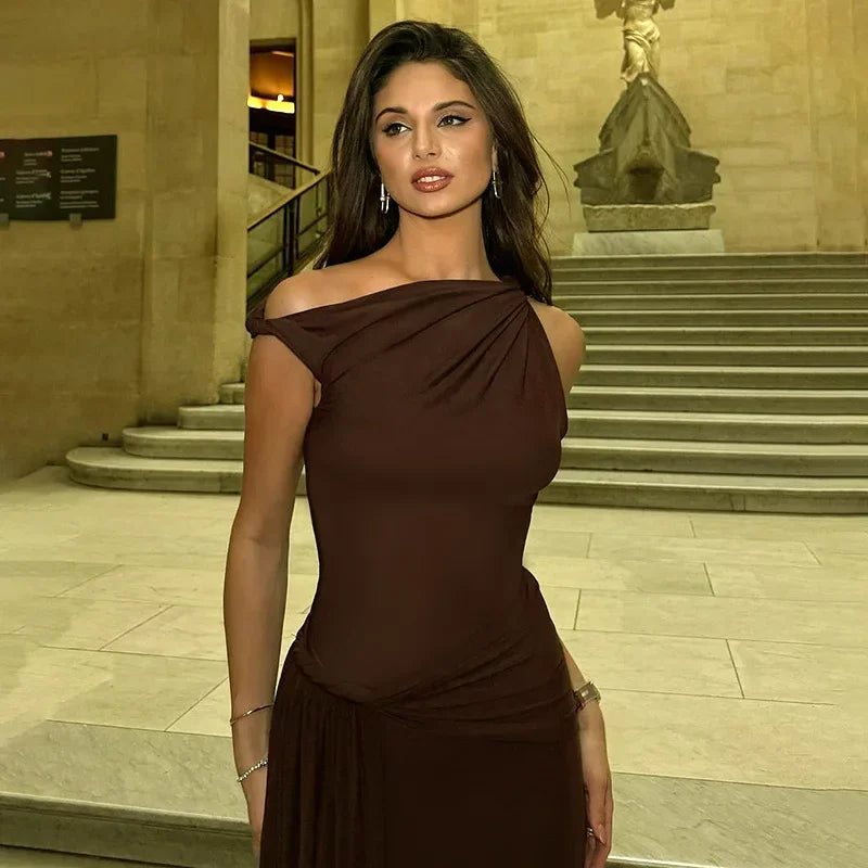 فستان ماكسي شبكي منسدل