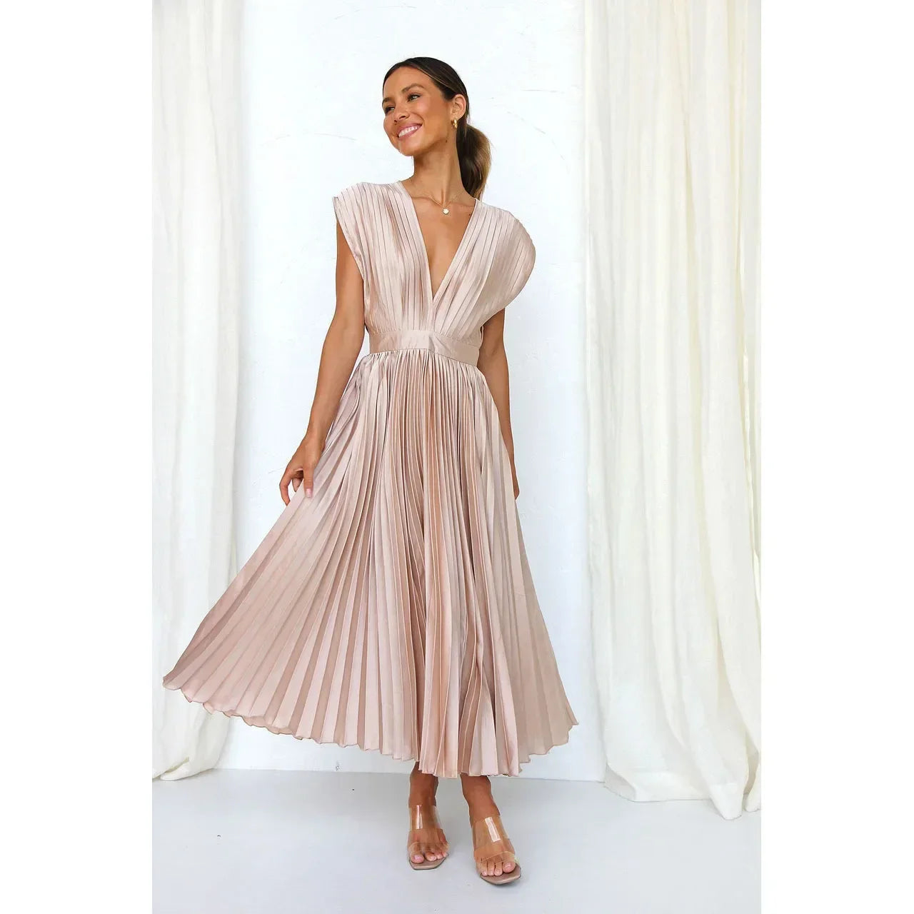 Nathan Flowing Pleated Ankle Dress