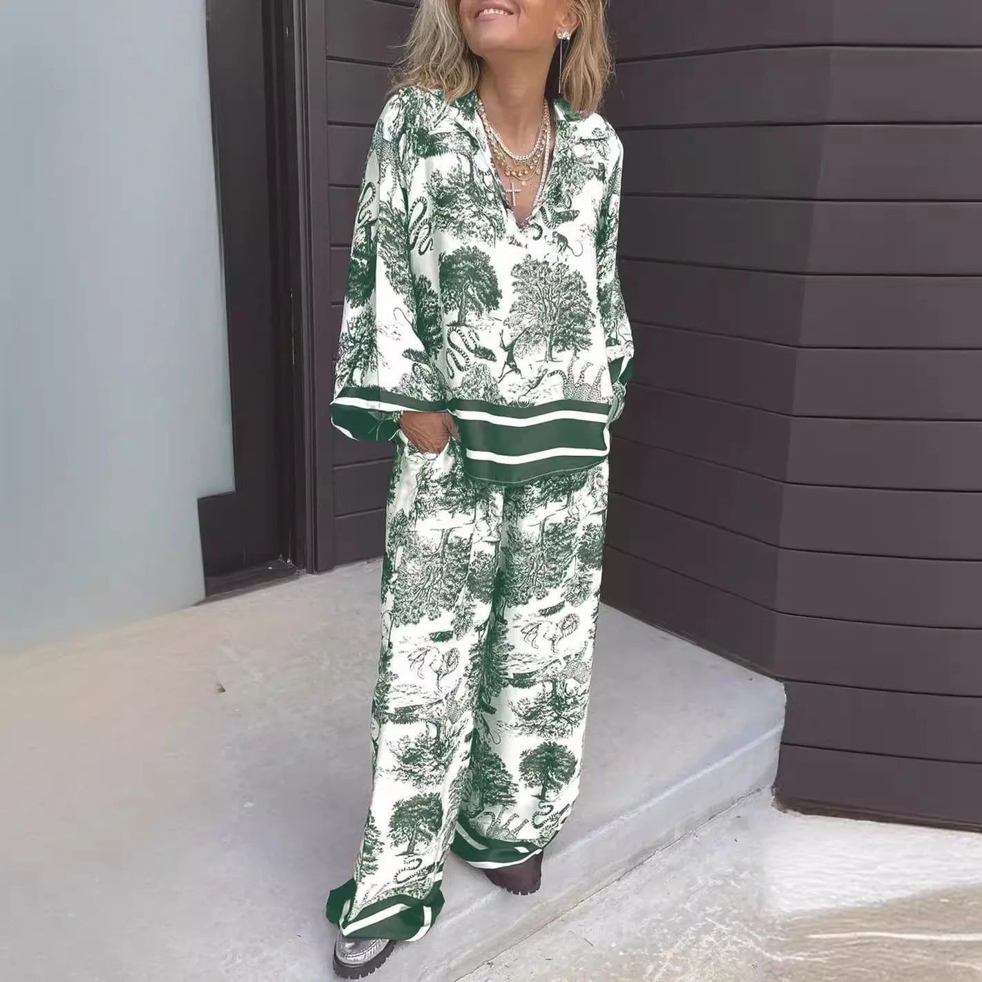 Effortless Satin Floral Lounge Pants