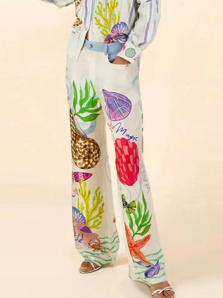 بذلة أنيقة بطبعة مستوحاة من عالم البحار لأجواء الصيف