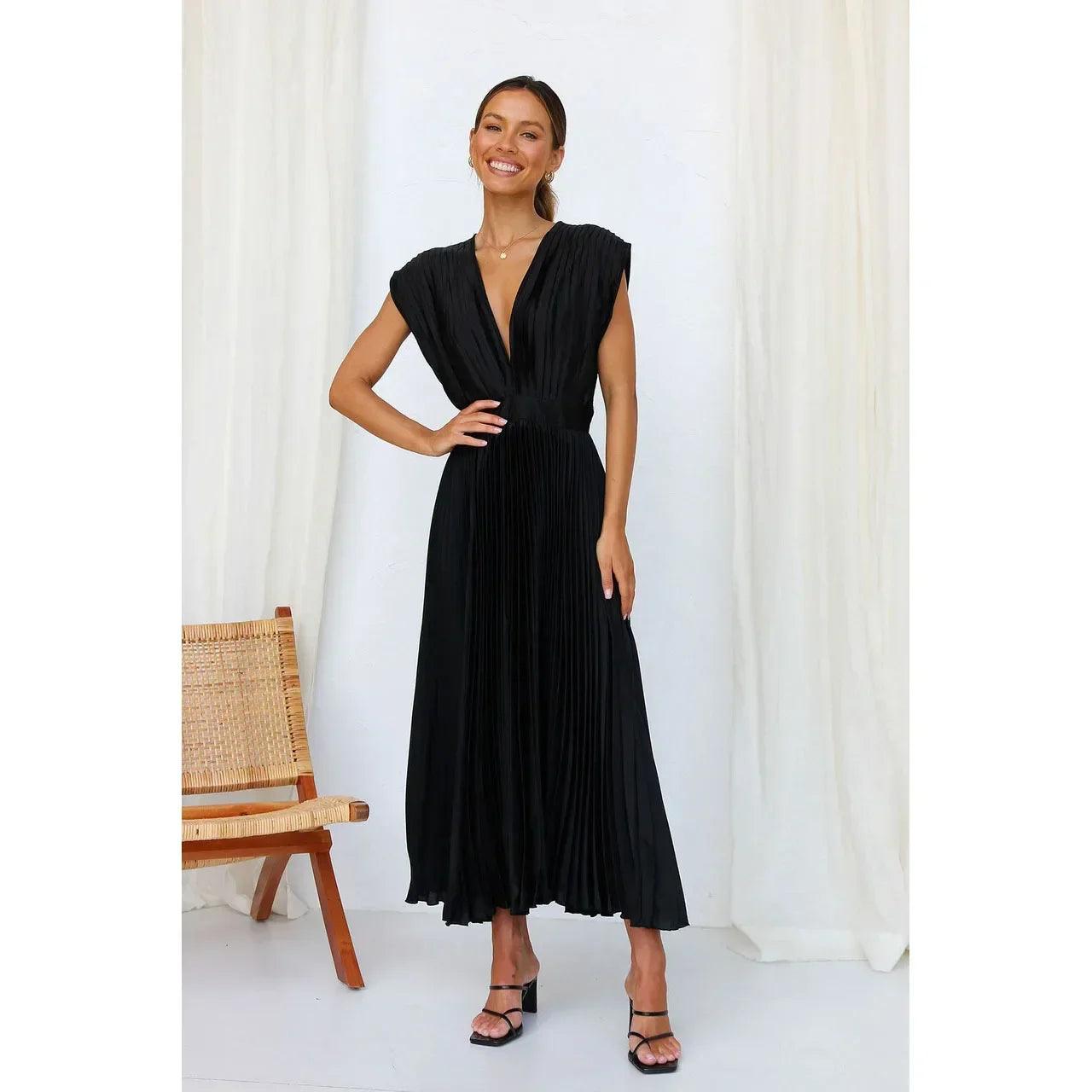 Nathan Flowing Pleated Ankle Dress