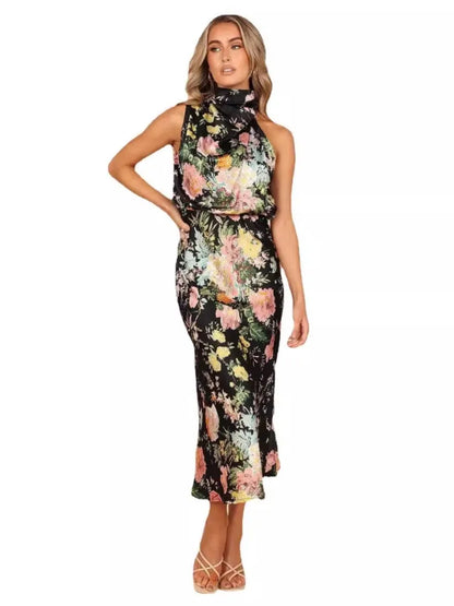 Mock Neck Spaghetti Strap Sheath Dress