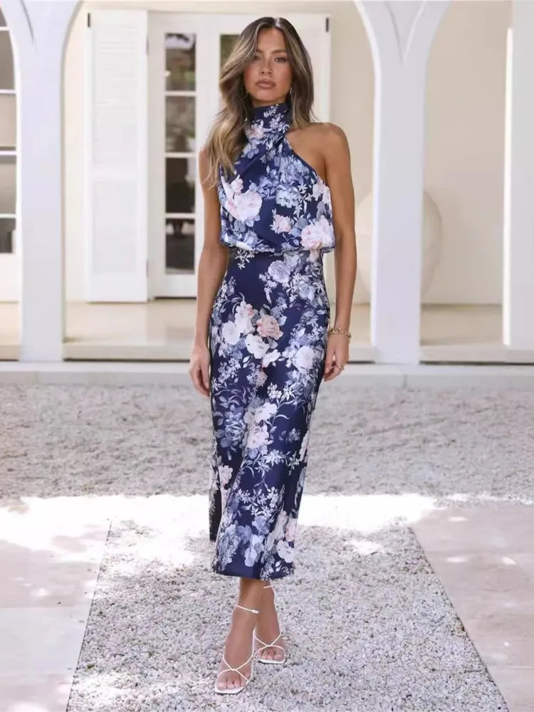 Mock Neck Spaghetti Strap Sheath Dress