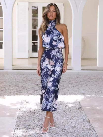 Mock Neck Spaghetti Strap Sheath Dress