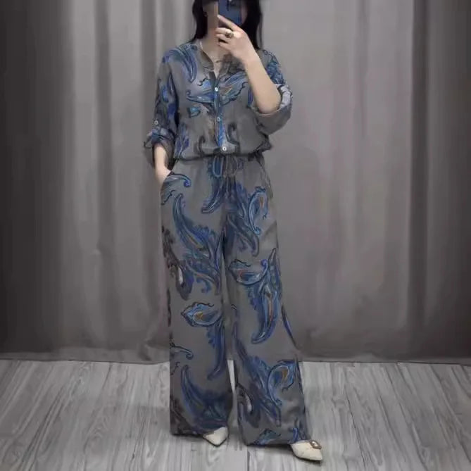 Single-Breasted Blouse and Trouser Set