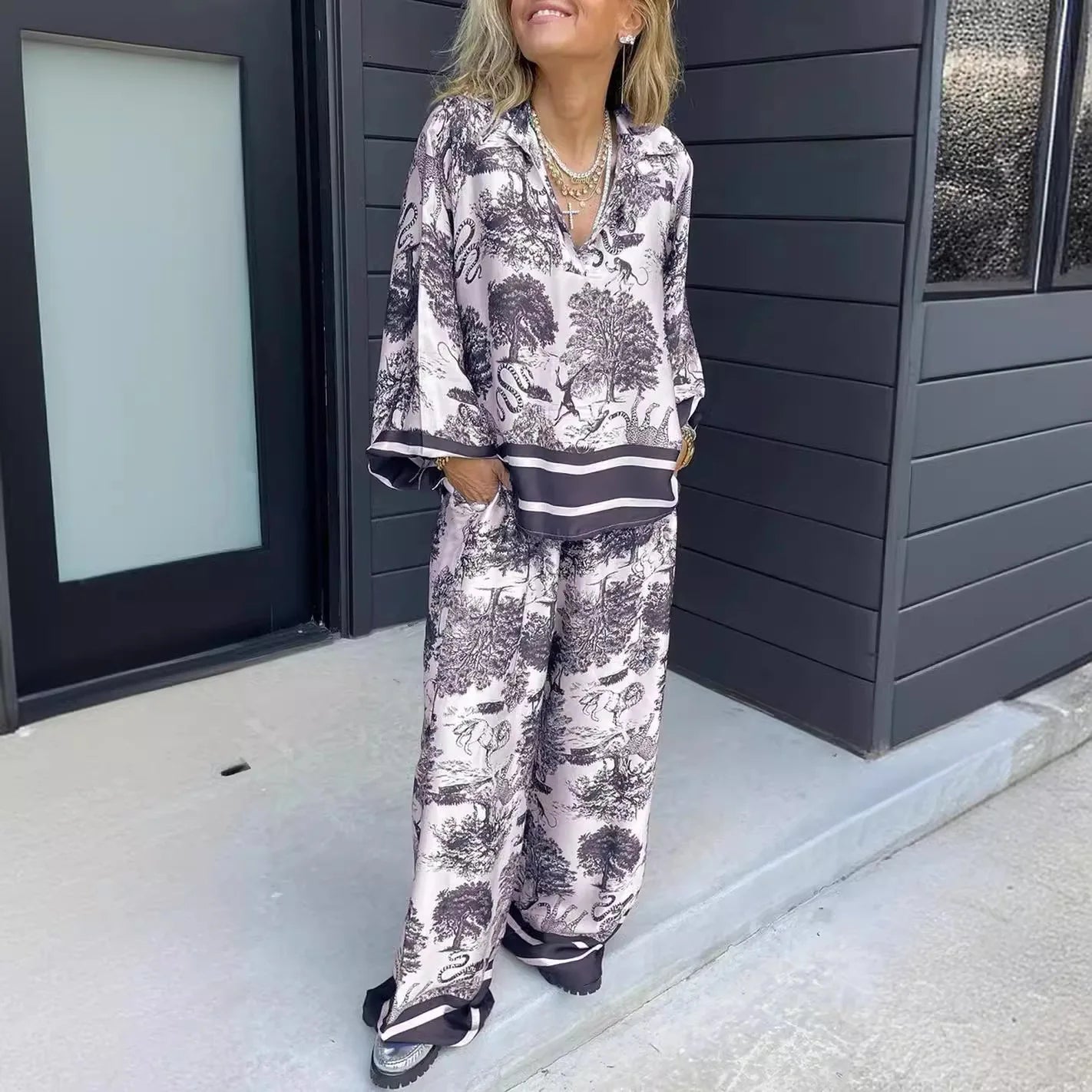 Effortless Satin Floral Lounge Pants