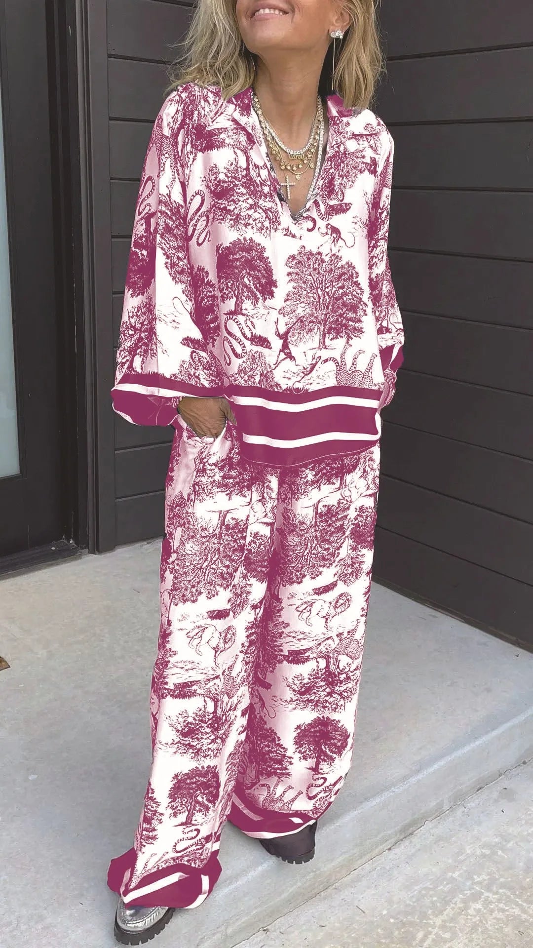 Effortless Satin Floral Lounge Pants