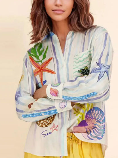 بذلة أنيقة بطبعة مستوحاة من عالم البحار لأجواء الصيف