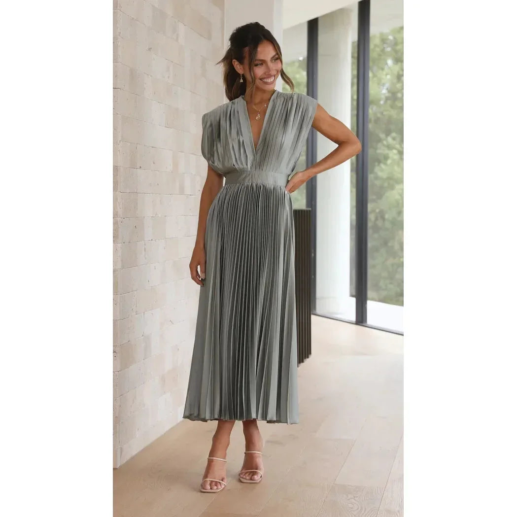Nathan Flowing Pleated Ankle Dress
