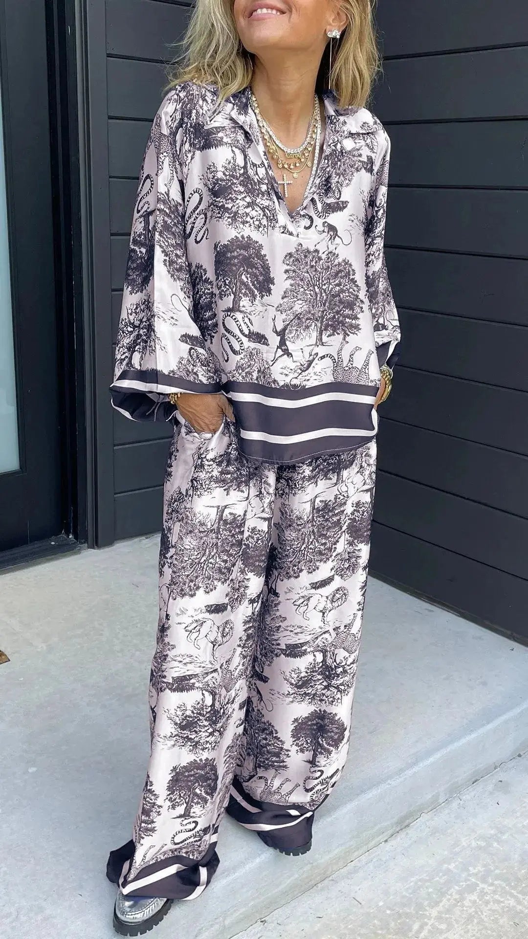 Effortless Satin Floral Lounge Pants