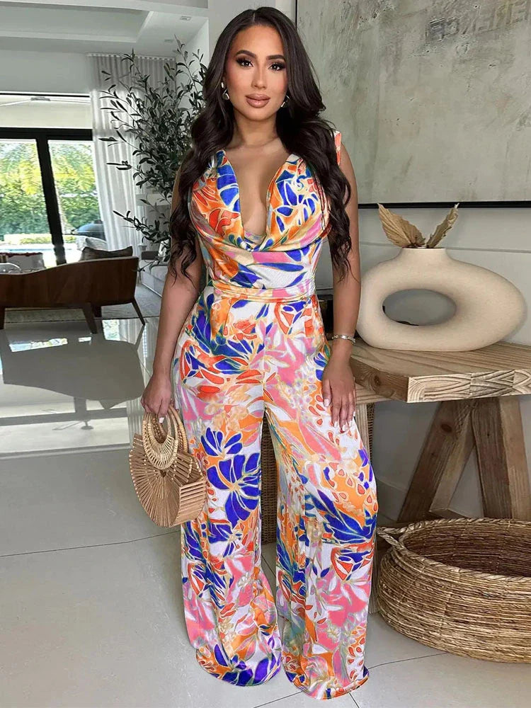 جمبسوت برقبة منسدلة وطبعة فنية نابضة بالحياة