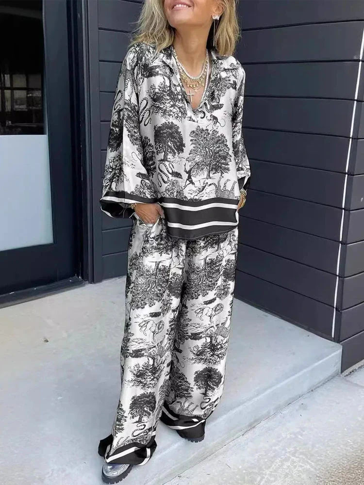 Effortless Satin Floral Lounge Pants