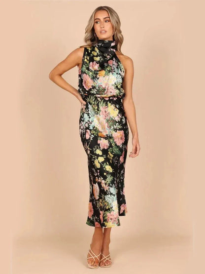 Mock Neck Spaghetti Strap Sheath Dress